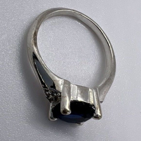 925 STERLING SILVER  RING WITH SAPPHIRE & GOSHENITE  SIZE 7 - Picture 6 of 9
